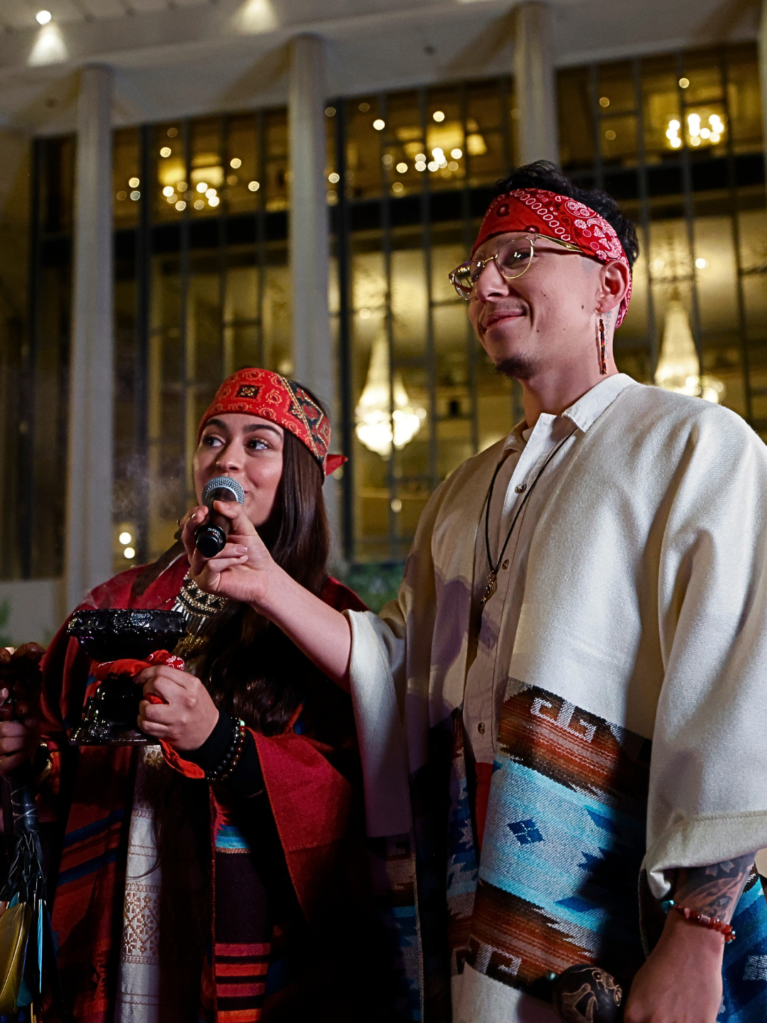 Tristan sharing ceremonial practice with a guest